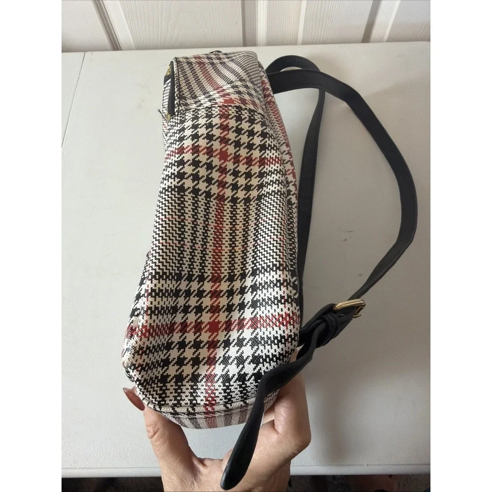 Tommy Hilfiger Women's Black And Red Plaid  Backpack Monogram Printed Logo